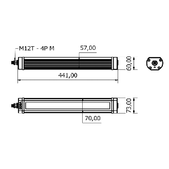 Lampe 441mm LED 120° 19,5W 24VDC IP67 M12T 4P - TA0321S02W-Lire la description