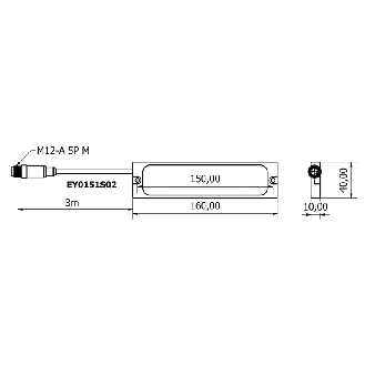 Lampe linéaire 160mm LED RGBW 120° 5.5W 24VDC IP68 M12 5P+C3m - EY0151S02-Lire la description