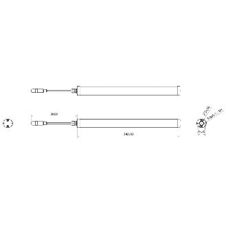 Lampe tubulaire Ø32x342mm IP67 LED 120° 10W 24V M12 3P+C3m - TD0321S04-Lire la description