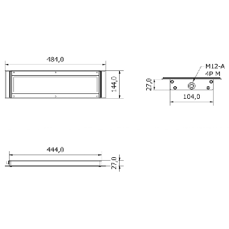 Lampe LED 484mm, 120°, 3600 lm, 40 W, 24Vdc, M12-A 4P - AN0331S02-Lire la description