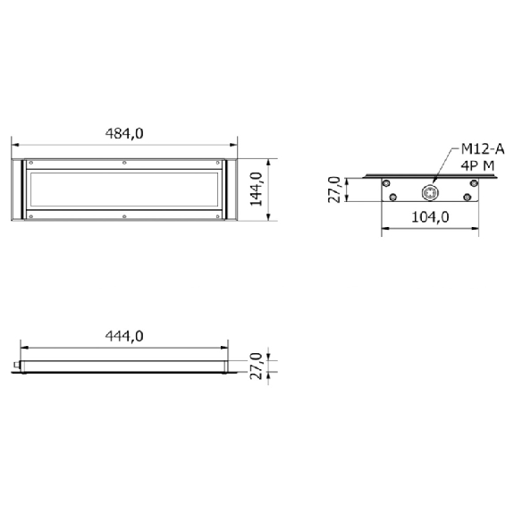 Lampe LED 484mm, 120°, 3600 lm, 40 W, 24Vdc, M12-A 4P - AN0331S02-Lire la description