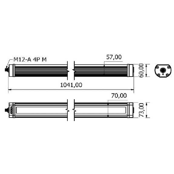 Lampe 1041mm LED 120° 52W 230VAC IP67 M12A 4P - TA0822S01W-Lire la description