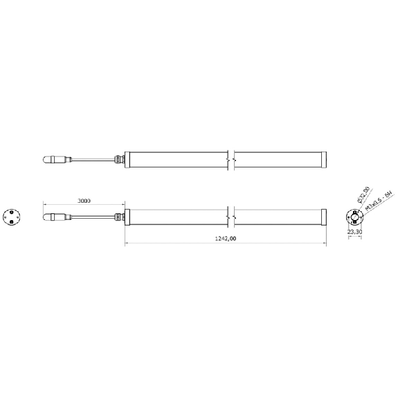 Lampe tubulaire Ø32x1242mm IP67 LED 120° 20W 24V M12 3P+C3m - TD1221S04 Lampe tubulaire Ø32x1242mm IP67 LED 120° 20W 24V M12 3P+C3m - TD1221S04-Lire la description