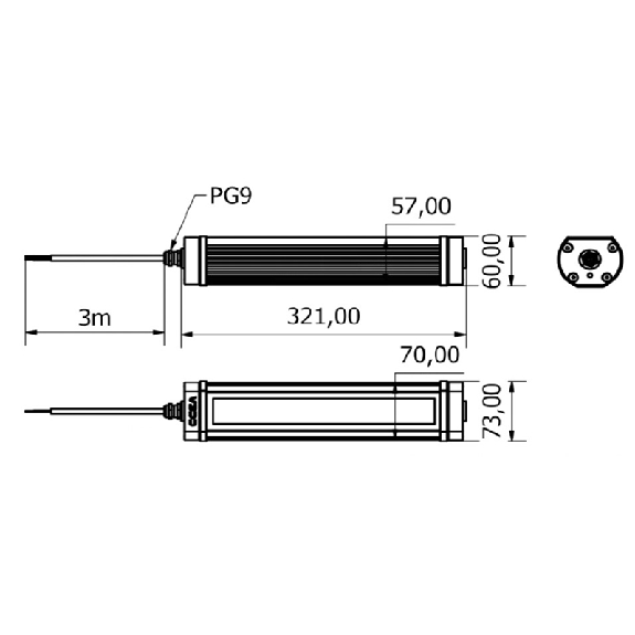 Lampe 321mm LED 120° 13W 24VDC IP67 Câble 3m - TA0221S03W Lampe 321mm LED 120° 13W 24VDC IP67 Câble 3m - TA0221S03W-Lire la description