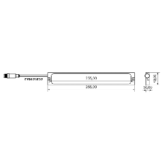 Lampe linéaire 265mm LED 120°, 10 W,  24 Vdc, IP67, M12 3P+C0.3m - EY0121E02-Lire la description