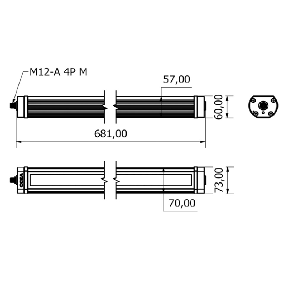 Lampe 681mm LED 120° 32,5W 230VAC IP67 M12A 4P - TA0522S01W-Lire la description
