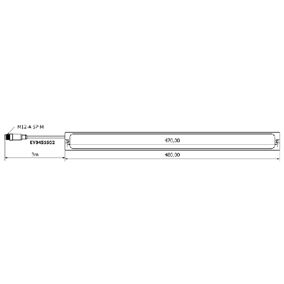 Lampe linéaire 480mm LED RGBW 120° 22W 24VDC IP68 M12 5P+C3m - EY0451S02-Lire la description