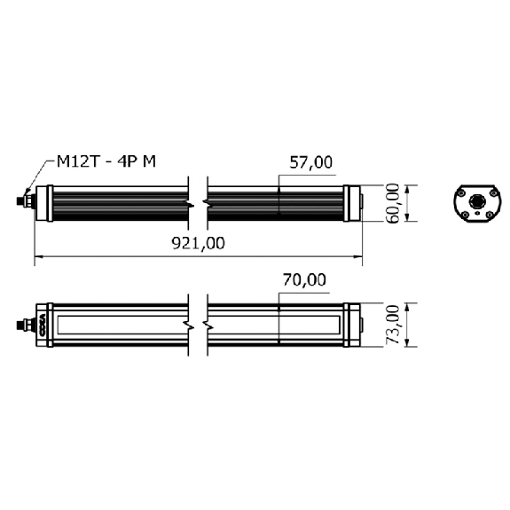Lampe 921mm LED 120° 45,5W 24VDC IP67 Câble 3m - TA0721S03W-Lire la description