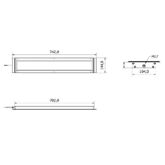 Lampe LED 742mm, 120°, 6150 lm, 40 W, 24Vdc, Câble 3m - AN0531S01-Lire la description
