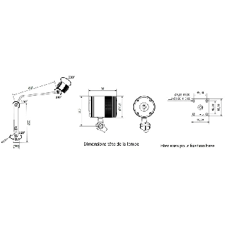 Lampe LED à bras articulé IP67 3LED 40° 6W 24VDC DIMMER - SR0321BL5-Lire la description