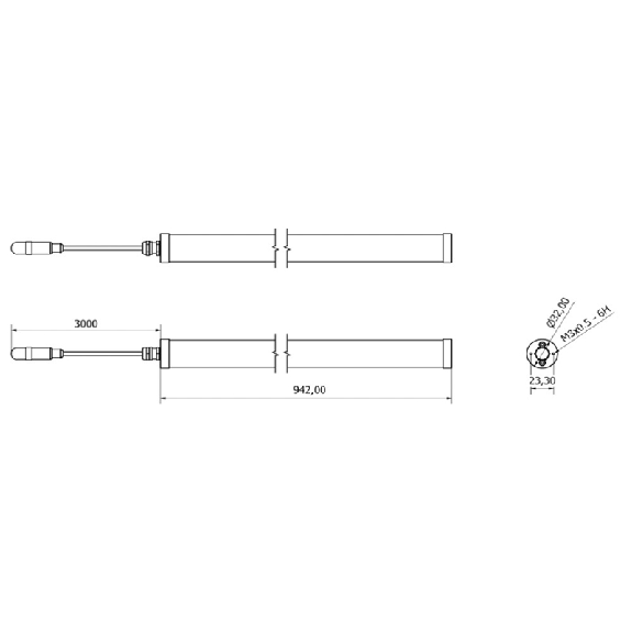 Lampe tubulaire Ø32x942mm IP67 LED 120° 30W 24V M12 3P+C3m - TD0921S04 Lampe tubulaire Ø32x942mm IP67 LED 120° 30W 24V M12 3P+C3m - TD0921S04-Lire la description