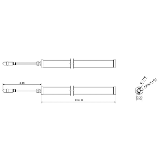 Lampe tubulaire Ø32x942mm IP67 LED 120° 30W 24V M12 3P+C3m - TD0921S04-Lire la description