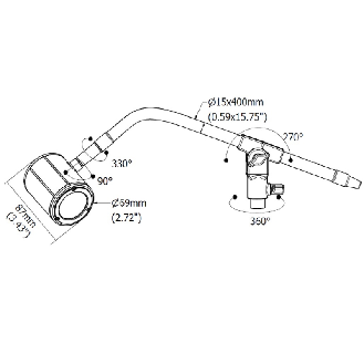 Lampe bras 400mm, LED 40°, 3W, 230Vac, Gris clair - NA0322S02-Lire la description