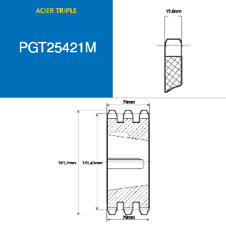 CMW - Pignone con mozzo smontabile 3020 - Tripla dentatura - 16B3 - 21 denti - passo 25,4 mm-Leggi tutto