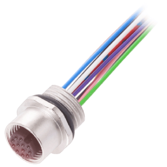 Passage de cloison M12 Fem Droit 12p/12 fils (12 x 0.14mm²) 2m, 30V - BCC M45C-0000-1A-RM081-020 (BCC0E5A)-Lire la description