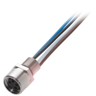 Passage de cloison M08 Fem Droit 4p/4 fils (4 x 0.25mm²) 2m, 30V - BCC M354-0000-10-RM050-020 (BCC0E38)-Lire la description