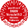 Prüfplakette DGUV Vorschrift 3 NP 26-31,rot/weiß,Folie,selbstkl.,Ø20mm,500/Rolle