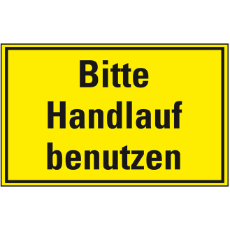 Hinweisschild Bitte Handlauf benutzen, Kunststoff, 300x200mm-Beschreibung lesen