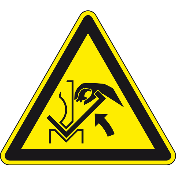 Warnschild Warnung vor Quetschgefahr der Hand, RoHS konform, Folie, SL 100mm, DIN EN ISO 7010 W031-Beschreibung lesen