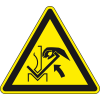Warnschild Warnung vor Quetschgefahr der Hand, RoHS konform, Folie, SL 100mm, DIN EN ISO 7010 W031