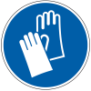Gebotsschild Handschutz benutzen, ASR, UL-anerkannt, Polyesterfolie, Ø 50mm