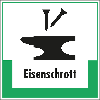 Abfallkennzeichen Eisenschrott, mit Symbol und Text, Kunststoff, 200x200mm