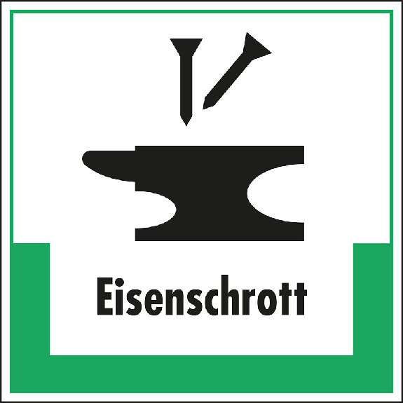 Abfallkennzeichen Eisenschrott, mit Symbol und Text, Kunststoff, 200x200mm Abfallkennzeichen Eisenschrott, mit Symbol und Text, Kunststoff, 200x200mm-Beschreibung lesen