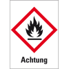 Gefahrensymbol Flamme GHS 02, Achtung, Folie, 26x37mm, 500/Rolle, GHS-Verordnung