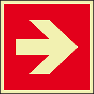 PERMALIGHT power langnachleuchtend Brandschutzschild Richtungsangabe, ASR/ISO, Kunststoff, 200x200mm-Beschreibung lesen