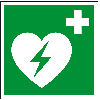 Rettungszeichen Automatisierter externer Defibrillator, Folie, 200x200mm, ASR A1.3, DIN EN ISO 7010 E010 und D-E017