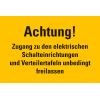 Warnschild Achtung! Zugang zu den elektrischen..., Kunststoff, 300x200mm Warnschild Achtung! Zugang zu den elektrischen..., Kunststoff, 300x200mm