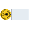 Kabelprüfplakette 2026, gelb, Folie, selbstklebend, 20x50mm, 16/Bogen