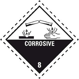 Verpackungskennzeichen Kl.8 Corrosive, Folie, seewasserbeständig, 100x100mm, IMDG-Code, GGVSEB, ADR-Beschreibung lesen