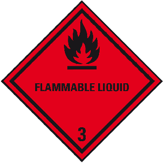 Verpackungskennzeichen Kl. 3 - Flammable Liquid, Folie, seewasserbeständig, 100x100mm, IMDG-Code, GGVSEB, ADR, IATA-Beschreibung lesen