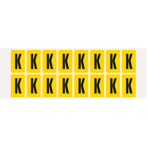 Buchstabe K, gelb/schwarz, Folie, Schrifthöhe 25mm, 22x36mm, 320 Stück/Packung Buchstabe K, gelb/schwarz, Folie, Schrifthöhe 25mm, 22x36mm, 320 Stück/Packung-Beschreibung lesen