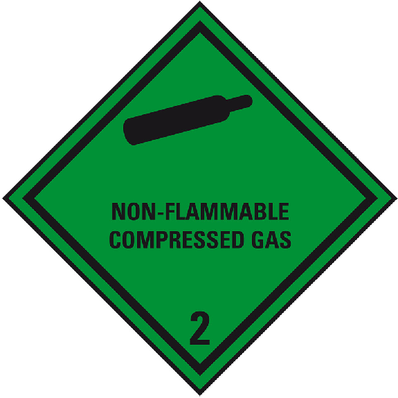 Verpackungskennzeichen Klasse 2.2, Non-flammable..., Folie, seewasserbeständig, 100x100mm, IMDG-Code, GGVSEB, ADR, IATA-Lire la description