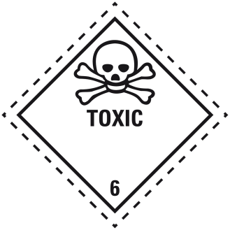 Verpackungskennzeichen Klasse 6.1 Toxic, Folie, seewasserbeständig, 100x100mm, IMDG-Code, GGVSEB, ADR, IATA-Beschreibung lesen
