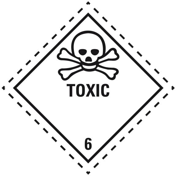Verpackungskennzeichen Klasse 6.1 Toxic, Folie, seewasserbeständig, 100x100mm, IMDG-Code, GGVSEB, ADR, IATA Verpackungskennzeichen Klasse 6.1 Toxic, Folie, seewasserbeständig, 100x100mm, IMDG-Code, GGVSEB, ADR, IATA-Beschreibung lesen
