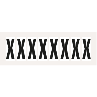 Buchstabe X, weiß/schwarz, Folie, Schrifthöhe 40mm, 52,9x23,8mm, 10/Bogen-Beschreibung lesen