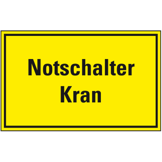 Hinweisschild Notschalter Kran, Kunststoff, 150x100mm-Beschreibung lesen