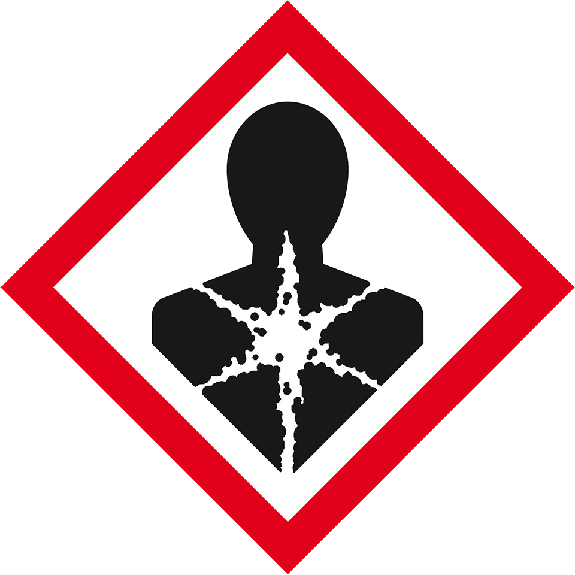 Gefahrensymbol Gesundheitsgefahr GHS 08, Folie, selbstklebend, 18x18mm, 8/Bogen, GHS-Verordnung-Beschreibung lesen