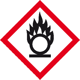 Gefahrensymbol Flamme über Kreis GHS 03, Folie, selbstklebend, 105x105mm, 500/Rolle, GHS-Verordnung-Beschreibung lesen