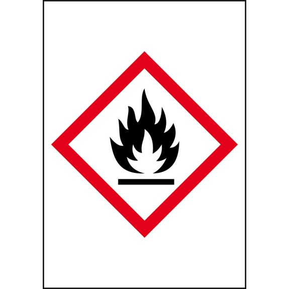Gefahrensymbole Flamme GHS 02, Folie, selbstklebend, 50mm, 10m/Rolle, GHS-Verordnung-Beschreibung lesen