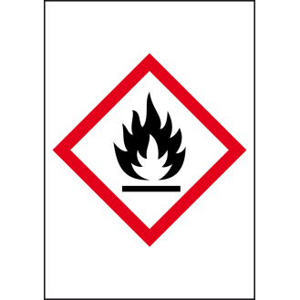 Gefahrensymbole Flamme GHS 02, Folie, selbstklebend, 50mm, 10m/Rolle, GHS-Verordnung-Beschreibung lesen