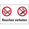 Verbots-Kombischild E-Zigarette und Rauchen verboten, pb, Kunststoff, 200x300mm Verbots-Kombischild E-Zigarette und Rauchen verboten, pb, Kunststoff, 200x300mm