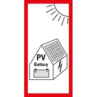 Hinweisschild Photovoltaikanlage mit Batteriespeicher..., VDE-AR, Folie, 100x50mm, VDE-Beschreibung lesen