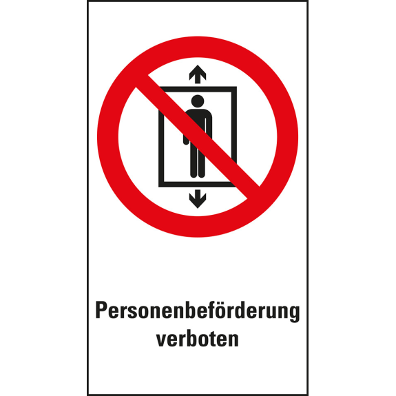 Verbots-Kombischild Personenbeförderung verboten, Folie, 140x250mm, ASR A1.3, DIN EN ISO 7010 P027 Verbots-Kombischild Personenbeförderung verboten, Folie, 140x250mm, ASR A1.3, DIN EN ISO 7010 P027-Beschreibung lesen