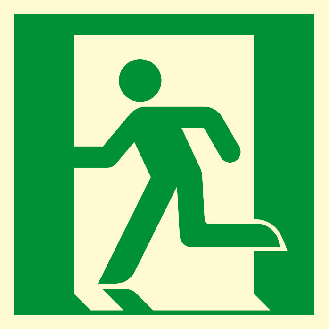 PERMALIGHT power langnachleuchtend Rettungszeichen Rettungsweg/Notausgang links, Aluminium, 100x100mm, ASR-Beschreibung lesen