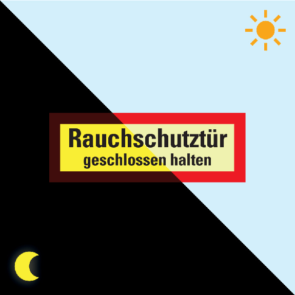 PERMALIGHT power langnachleuchtend Feuerwehrschild Rauchschutztür geschlossen..., Folie, 210x74mm PERMALIGHT power langnachleuchtend Feuerwehrschild Rauchschutztür geschlossen..., Folie, 210x74mm-Beschreibung lesen