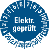 Prüfplakette Elektr.geprüft, 26-31, blau, Folie, selbstklebend,Ø 30mm,500/Rolle